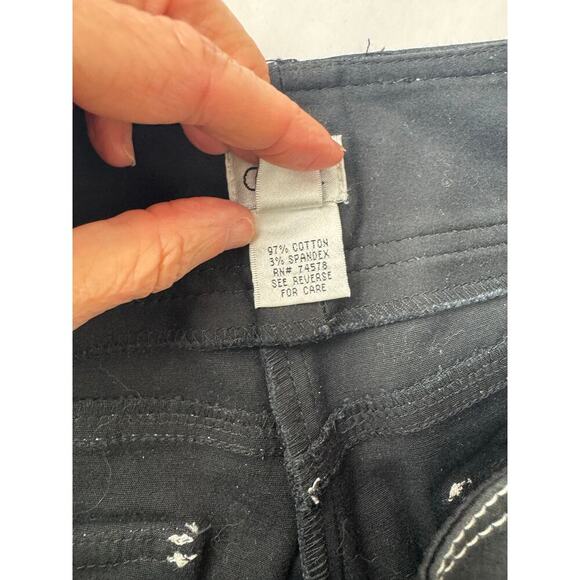 Vintage Y2K Capri Pants Black Oversize Buttons Silver Edgy High Contrast Size 6 - Picture 9 of 9